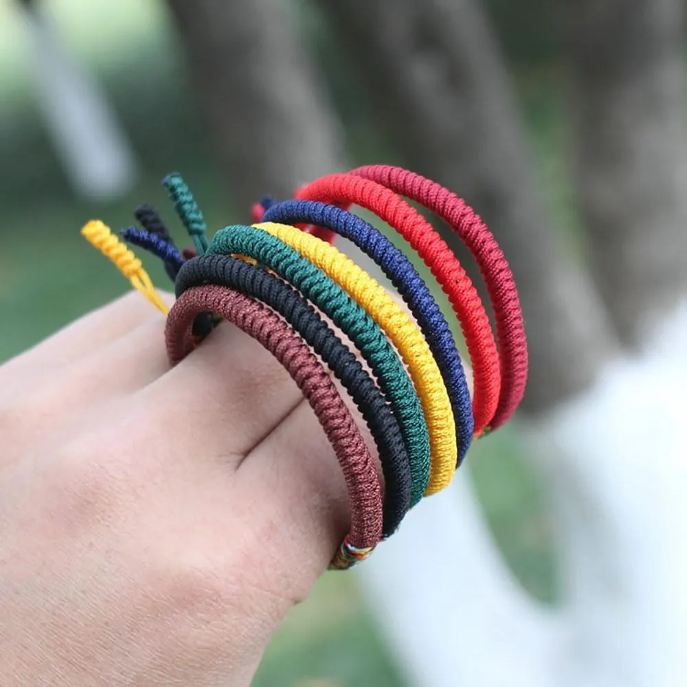 Friendship Braided Bracelet, Adjustable Woven Rope Knot,Blue Friendship Bracelets, Handmade Tibetan String Bracelet