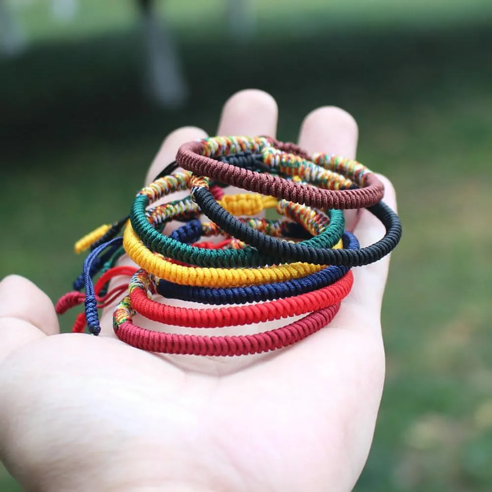 Friendship Braided Bracelet, Adjustable Woven Rope Knot,Blue Friendship Bracelets, Handmade Tibetan String Bracelet