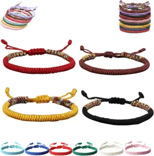 Friendship Braided Bracelet, Adjustable Woven Rope Knot,Blue Friendship Bracelets, Handmade Tibetan String Bracelet