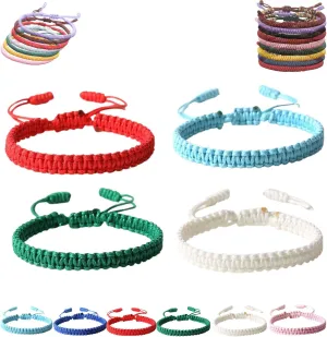 Friendship Braided Bracelet, Adjustable Woven Rope Knot,Blue Friendship Bracelets, Handmade Tibetan String Bracelet