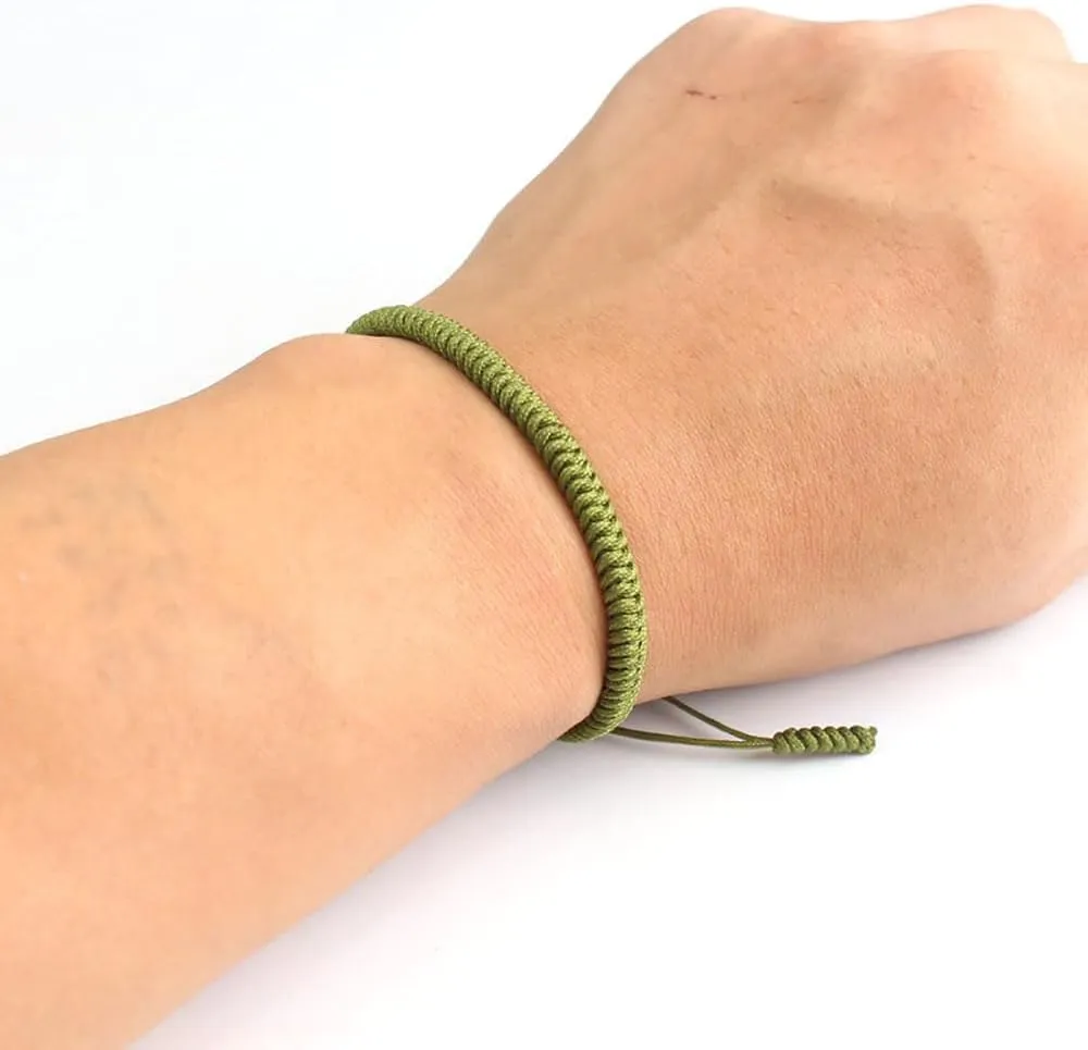 Friendship Braided Bracelet, Adjustable Woven Rope Knot,Blue Friendship Bracelets, Handmade Tibetan String Bracelet