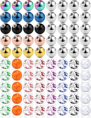 Ftovosyo 80PCS 14G 4-5MM 316L Surgical Steel Replacement Balls Spikes Body Jewelry Piercing Barbell Parts for Women Men