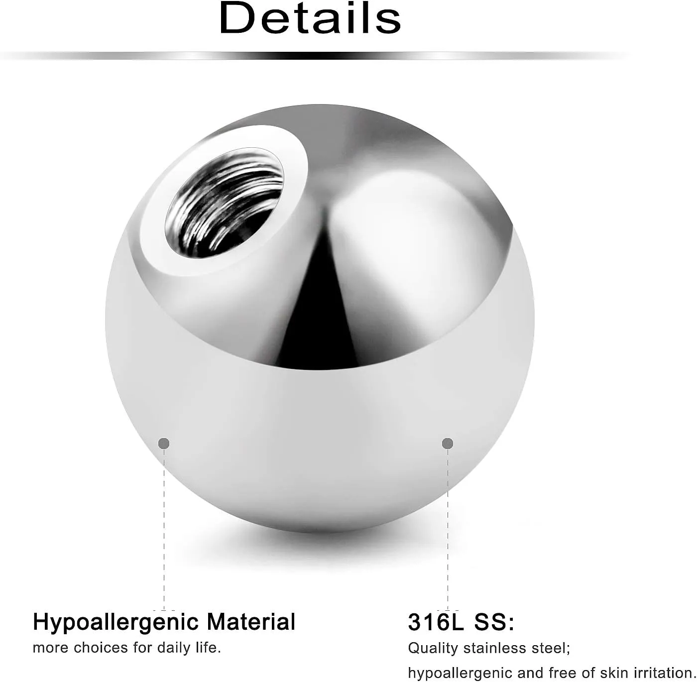 Ftovosyo 80PCS 14G 4-5MM 316L Surgical Steel Replacement Balls Spikes Body Jewelry Piercing Barbell Parts for Women Men