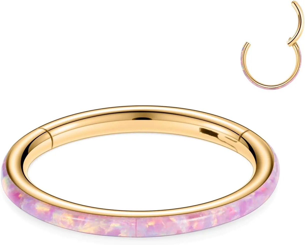 FUNLMO 316L Surgical Steel Nose Ring Hoop Opal Cartilage Earring Conch Daith Rook Orbital Helix Daith Tragus Piercing Jewelry Cartilage Septum Jewelry Cartilage Conch Hoop Earring