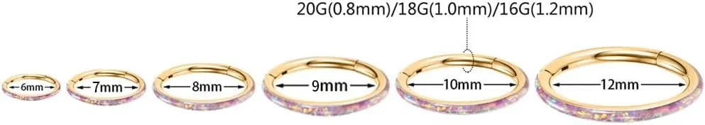 FUNLMO 316L Surgical Steel Nose Ring Hoop Opal Cartilage Earring Conch Daith Rook Orbital Helix Daith Tragus Piercing Jewelry Cartilage Septum Jewelry Cartilage Conch Hoop Earring