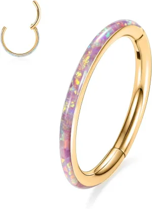 FUNLMO 316L Surgical Steel Nose Ring Hoop Opal Cartilage Earring Conch Daith Rook Orbital Helix Daith Tragus Piercing Jewelry Cartilage Septum Jewelry Cartilage Conch Hoop Earring