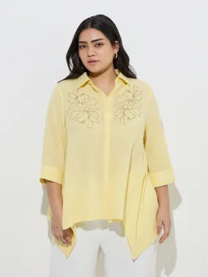 Gia Yellow Embellished Cotton Shirt