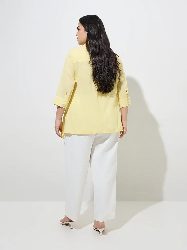 Gia Yellow Embellished Cotton Shirt