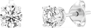 Gilded Lab-Grown Diamond Solitaire Earrings for Women, Round Cut, 10K White & Yellow Gold, 4-Prong, Push Back, F Color SI1