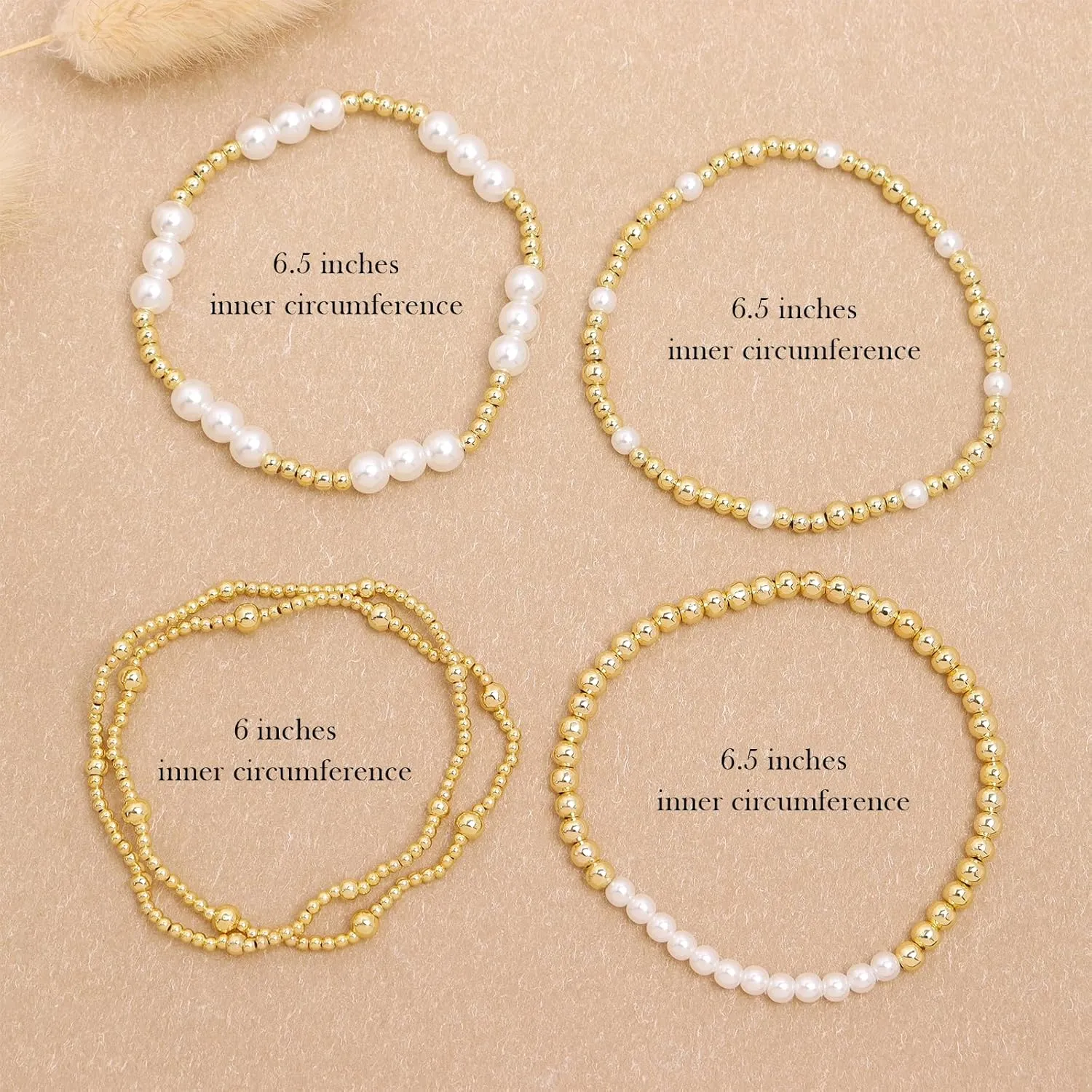 Gold Beaded Stack Friendship Bracelets Set for Women, Boho Handmade Pearl Stretch Bracelets Festive Holiday Accessories Jewelry Gift.