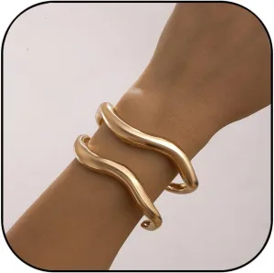 Gold Cuff Bracelet Set for Women Open Adjustable Cuff Bracelets Irregular Chunky Bracelets Set Dainty Bracelet Jewelry for Women