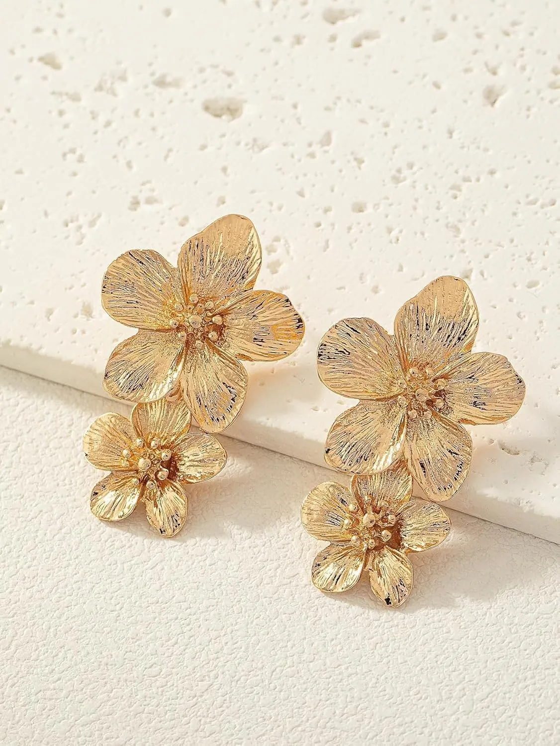 Gold Flower Earrings for Women Silver Large Big Gold Statement Earrings Chunky Daisy Floral Summer Fashion Trendy Jewelry