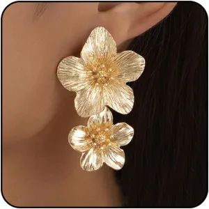 Gold Flower Earrings for Women Silver Large Big Gold Statement Earrings Chunky Daisy Floral Summer Fashion Trendy Jewelry