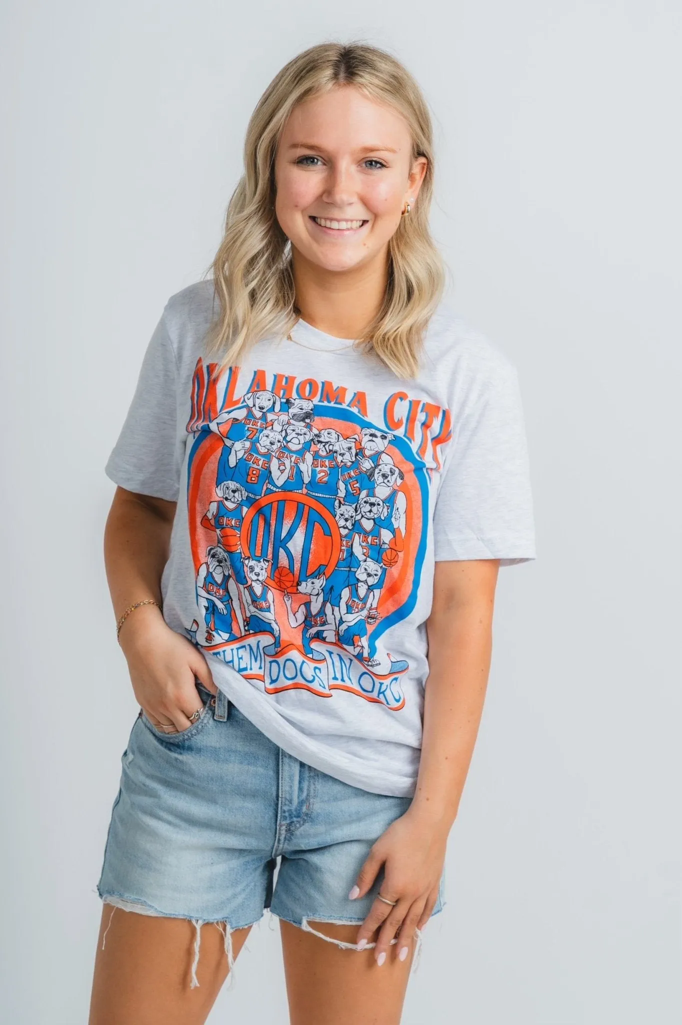 Got them dogs in OKC basketball t-shirt ash