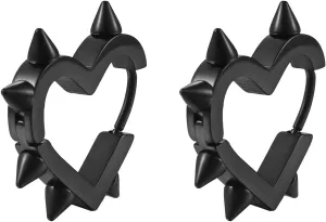 Goth Earrings Black Heart Punk Earrings Set Y2k Emo Jewelry Alternative Jewelry for Women Grunge Earrings Spike Earrings Gifts for Men