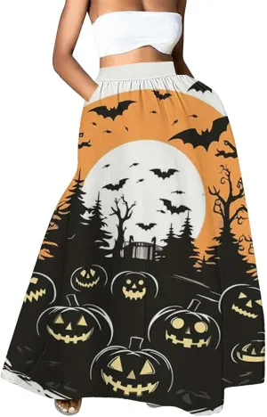 Halloween Skirts for Women Waist Party Beach Pocket Long Maxi Skirt Womens Tulle Skirt Black Tutu Skirt Black Skirt