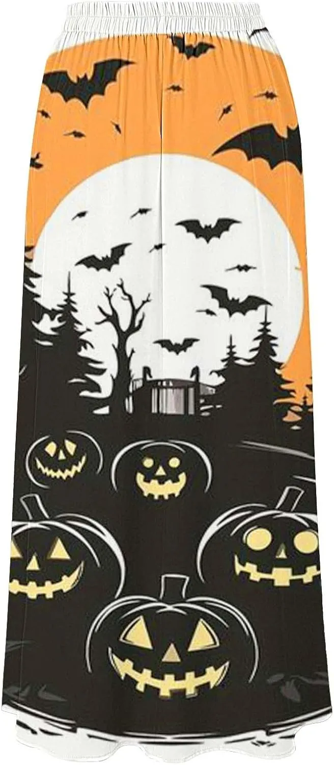 Halloween Skirts for Women Waist Party Beach Pocket Long Maxi Skirt Womens Tulle Skirt Black Tutu Skirt Black Skirt