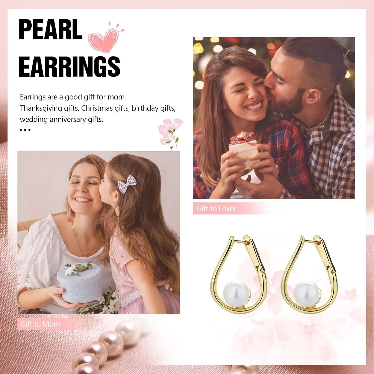 Handmade Pearl Earrings for Women, Pearl Bow Earrings Gold Pearl Drop Earrings Jewelry S925 Drop Earrings for Girls Bridal as Wedding Bows Jewelry Christmas Gifts (Gold, Irregular pearl earrings)
