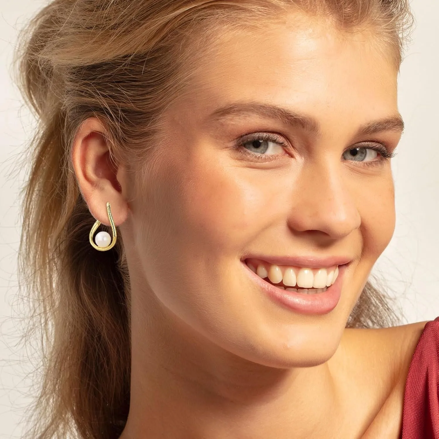 Handmade Pearl Earrings for Women, Pearl Bow Earrings Gold Pearl Drop Earrings Jewelry S925 Drop Earrings for Girls Bridal as Wedding Bows Jewelry Christmas Gifts (Gold, Irregular pearl earrings)