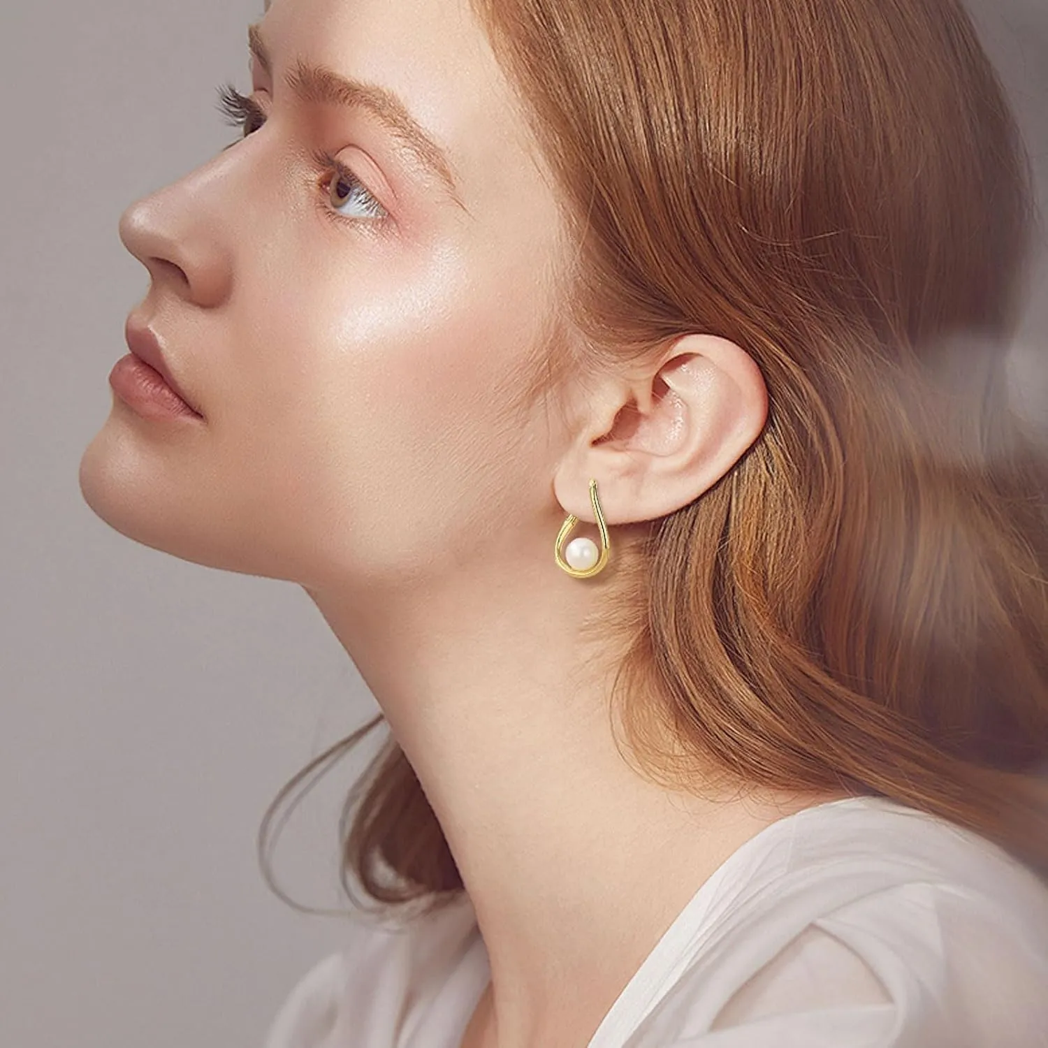 Handmade Pearl Earrings for Women, Pearl Bow Earrings Gold Pearl Drop Earrings Jewelry S925 Drop Earrings for Girls Bridal as Wedding Bows Jewelry Christmas Gifts (Gold, Irregular pearl earrings)