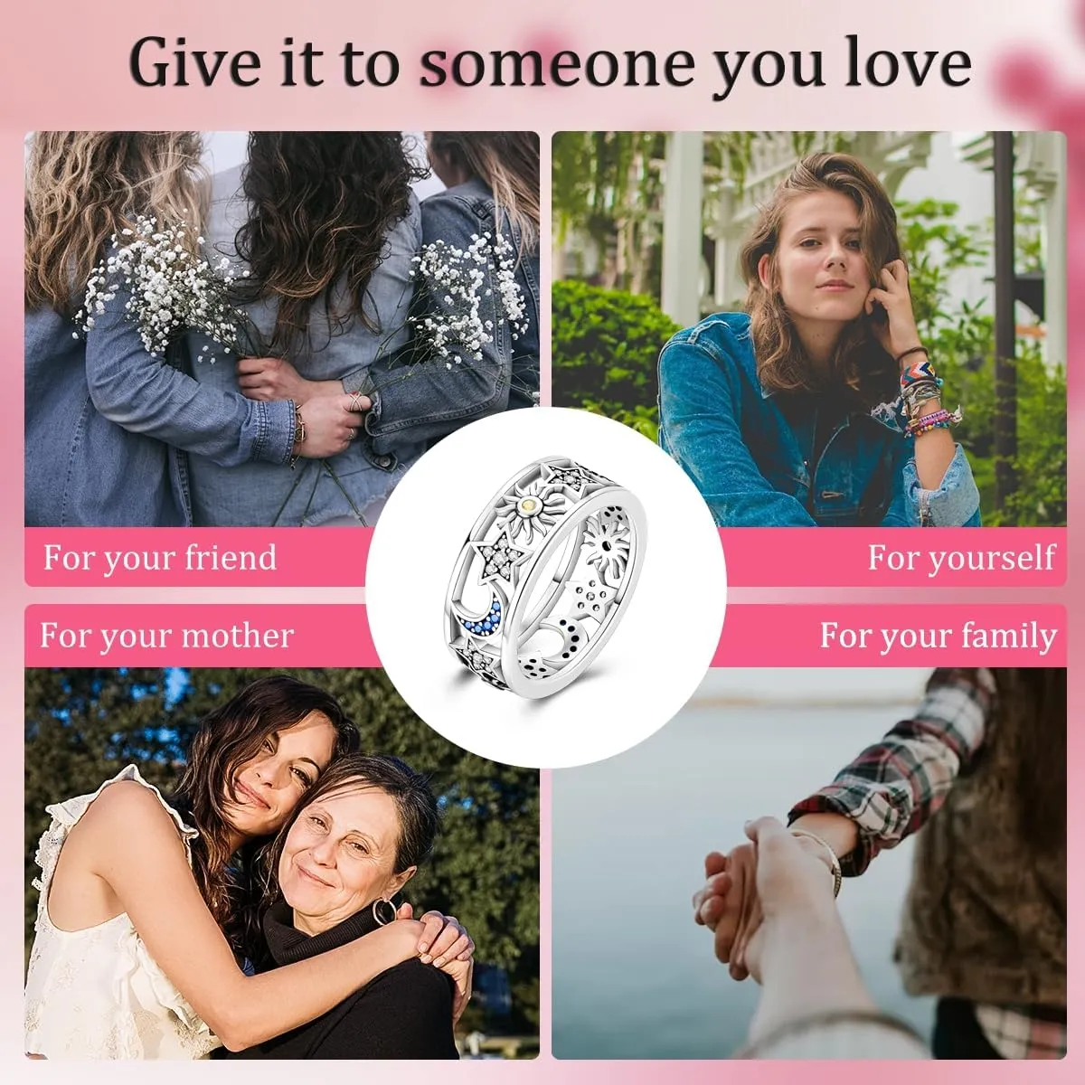 Hapour 925 Sterling Silver Rings for Women Cubic Zirconia Eternity Bands for Women Stackable Vintage Rings Statement Rings