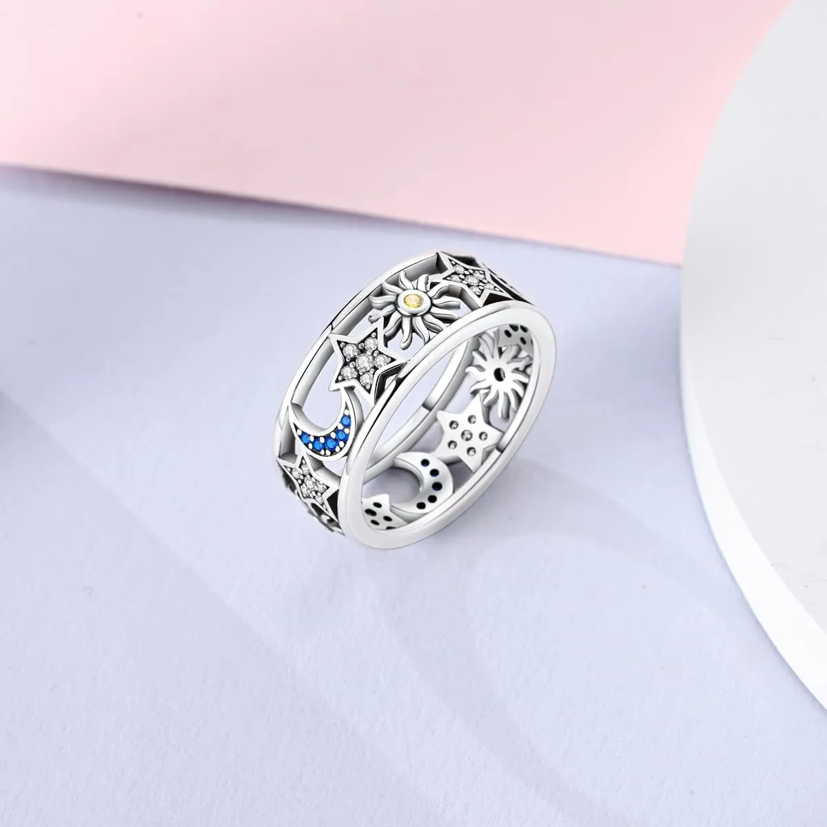 Hapour 925 Sterling Silver Rings for Women Cubic Zirconia Eternity Bands for Women Stackable Vintage Rings Statement Rings