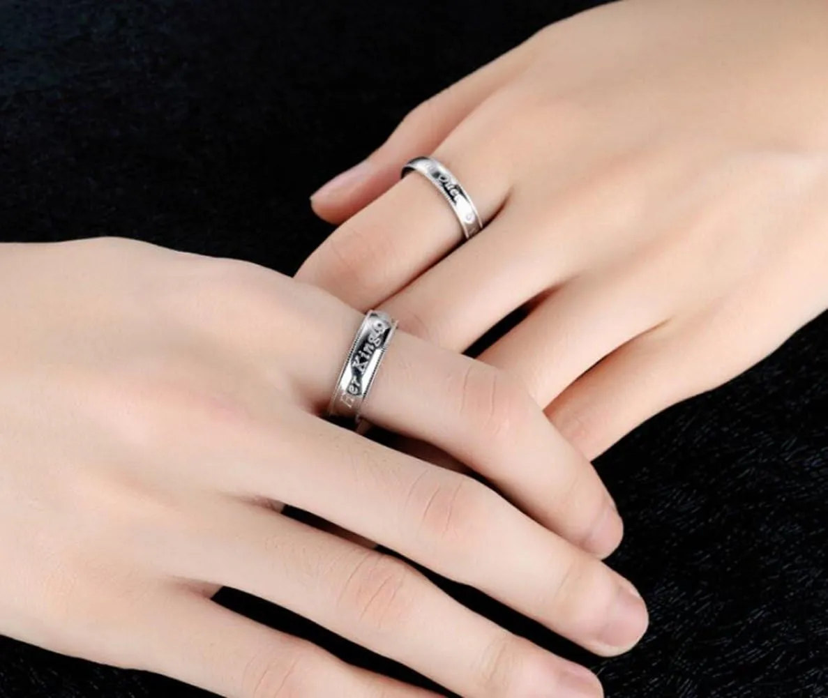 Her King His Queen Wedding Bands for Men Women, Stainless Steel His and Hers Couples Matching Anniversary Engagement Promise Rings