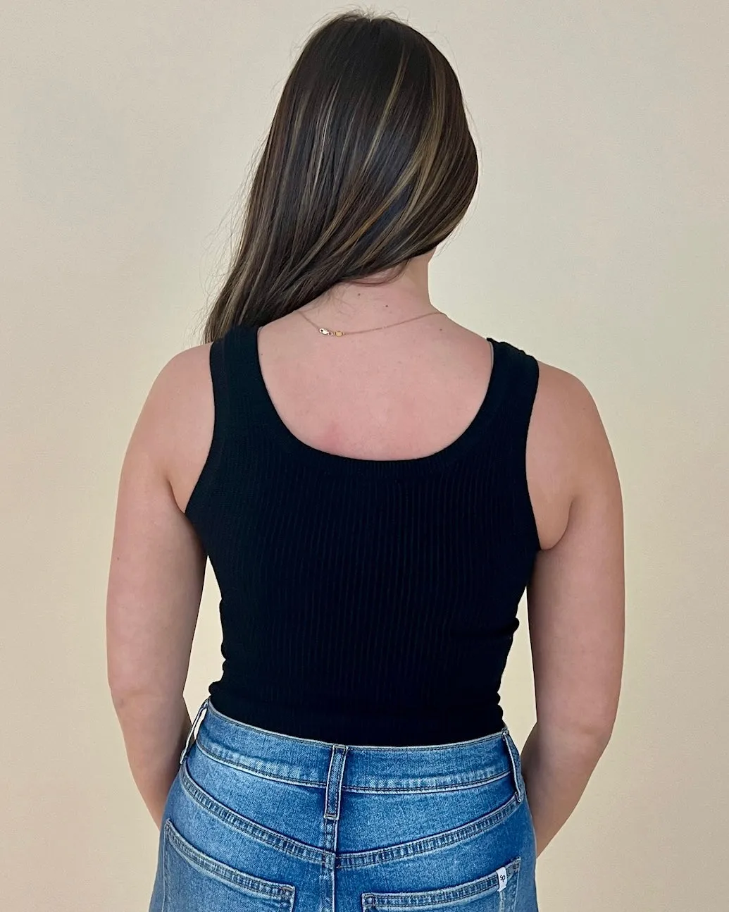 Here For It Black Sleeveless Bodysuit