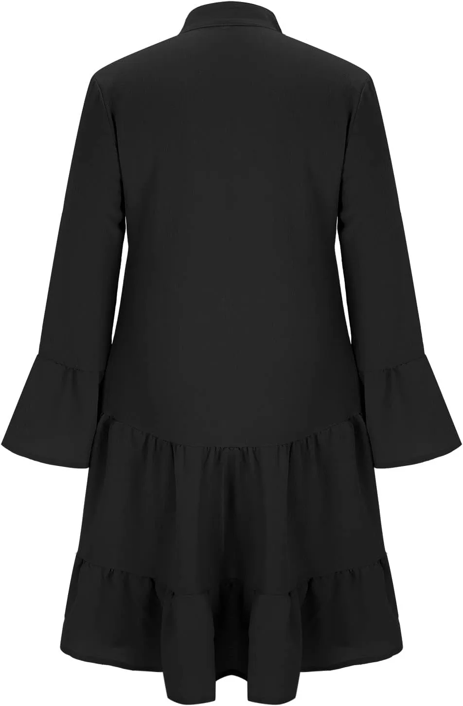 HGOOGY Womens Dresses Spring Casual Women's Long Sleeve Botton Ruffle Dresses Casual Loose Swing Mini Ruffle