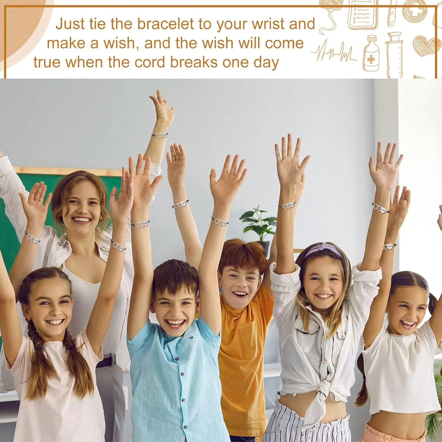Highergo 12 Pcs Teacher Bracelets Appreciation Gifts Bulk Blessing Card Bracelets for Women Men Teacher Blessing Bangle Greeting Gift for Back to School Christmas