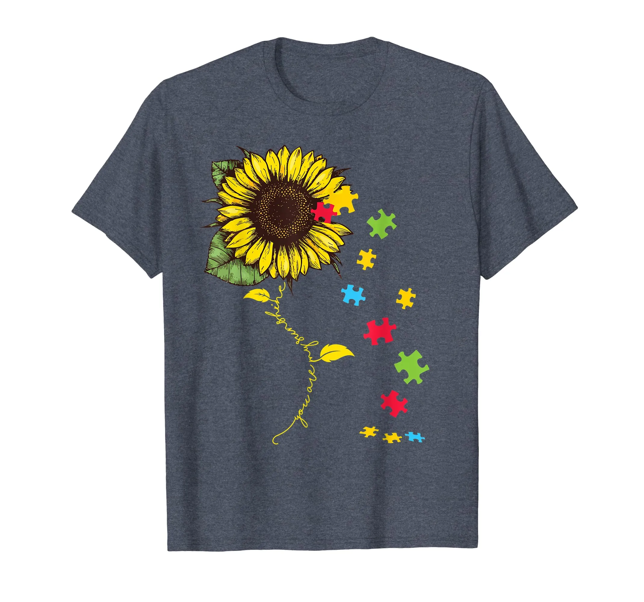 Hippie sunflower autism awareness Tshirt gifts for mother