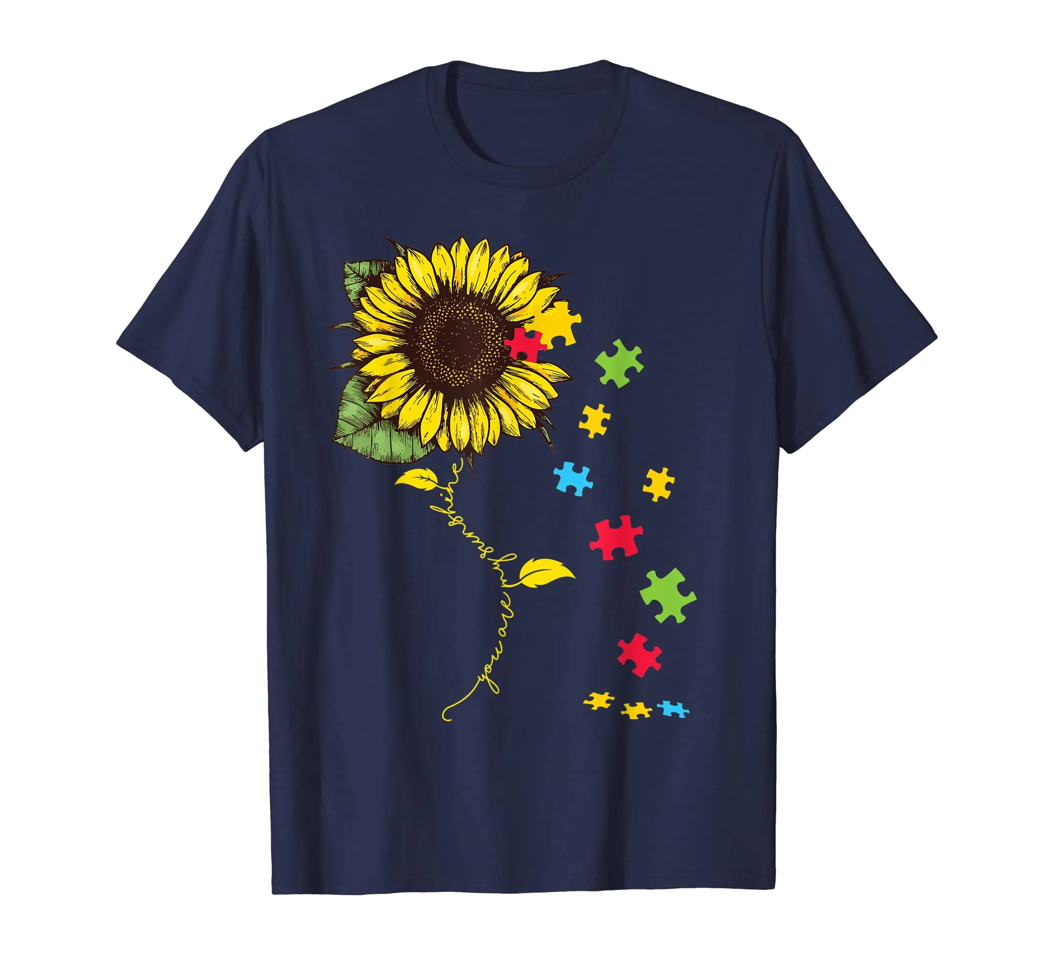 Hippie sunflower autism awareness Tshirt gifts for mother