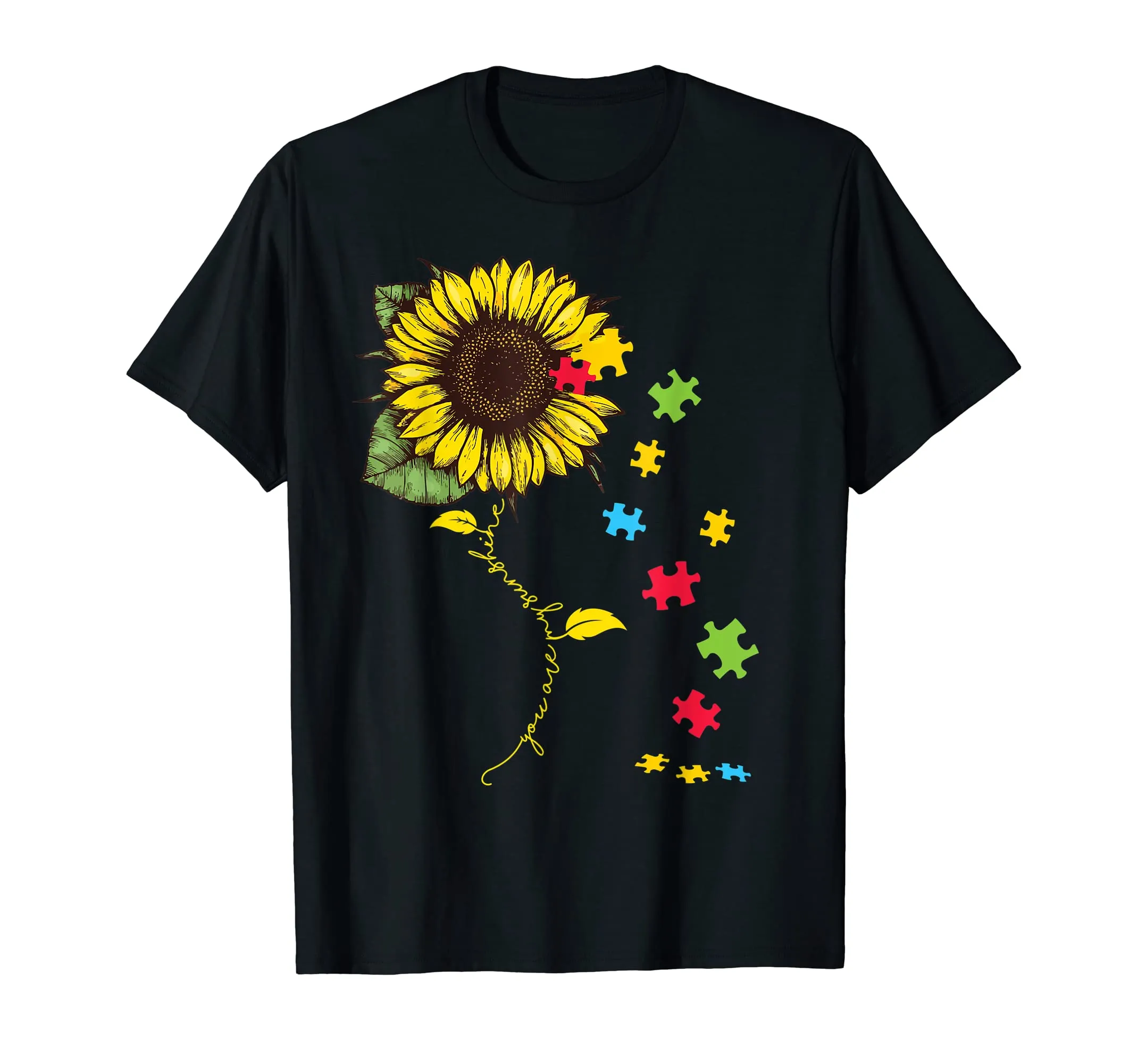 Hippie sunflower autism awareness Tshirt gifts for mother
