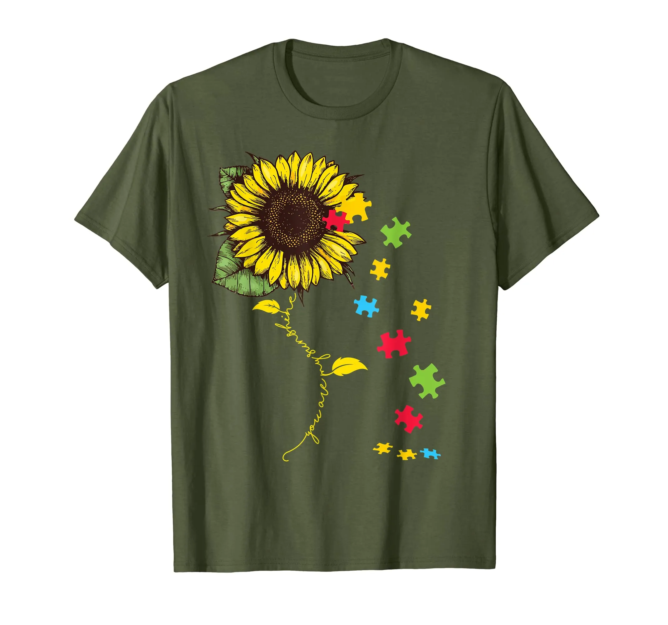 Hippie sunflower autism awareness Tshirt gifts for mother