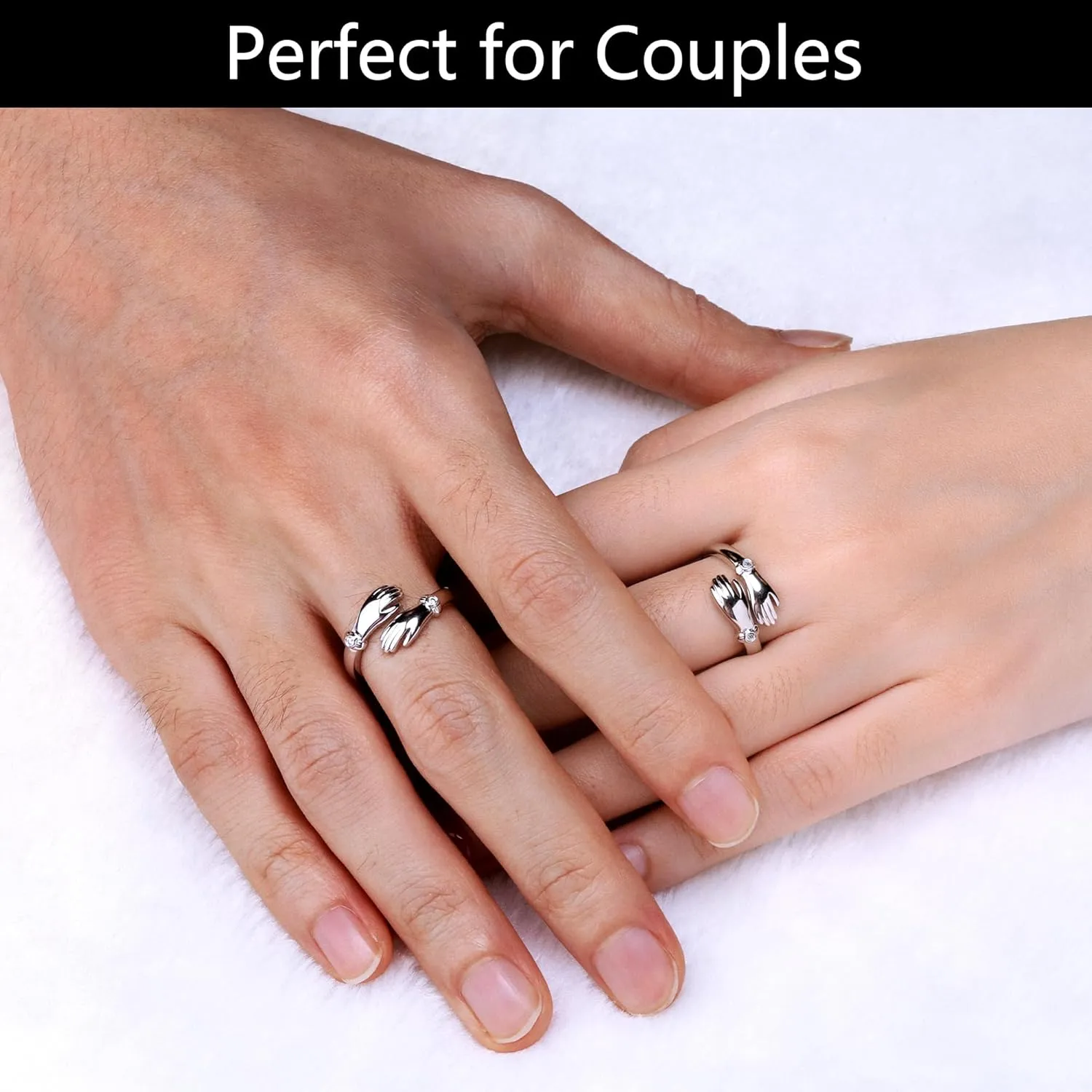 Hug Ring for Men and Women,Sapphire/Ruby/Moissanite 925 Sterling Silver Rings for Lover Valentines Day Gifts Adjustable Couples Rings