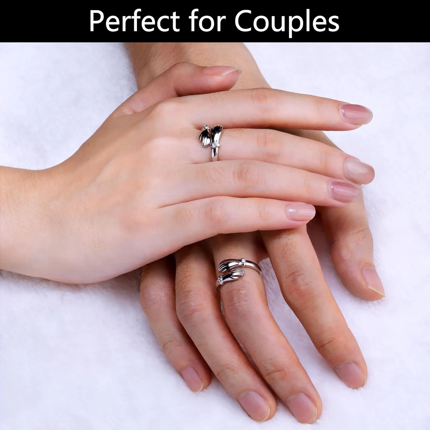 Hug Ring for Men and Women,Sapphire/Ruby/Moissanite 925 Sterling Silver Rings for Lover Valentines Day Gifts Adjustable Couples Rings