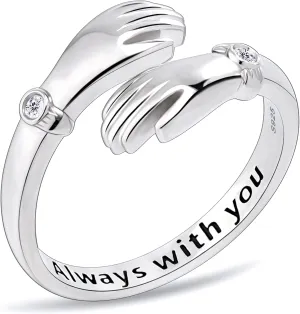Hug Ring for Men and Women,Sapphire/Ruby/Moissanite 925 Sterling Silver Rings for Lover Valentines Day Gifts Adjustable Couples Rings