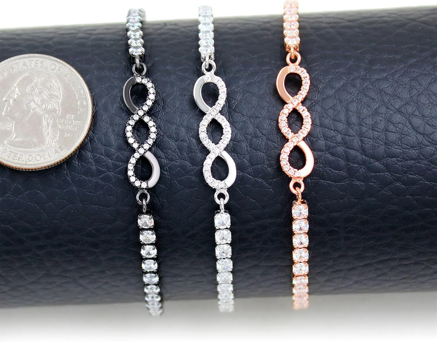 Infinite Symbol Bangle with Sparkling Cubic Zirconia - Elegant Tennis Bracelet in Brass - Perfect Symbol of Eternal Love for Women, Family, Lover and Friends YA4946