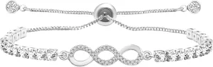 Infinite Symbol Bangle with Sparkling Cubic Zirconia - Elegant Tennis Bracelet in Brass - Perfect Symbol of Eternal Love for Women, Family, Lover and Friends YA4946