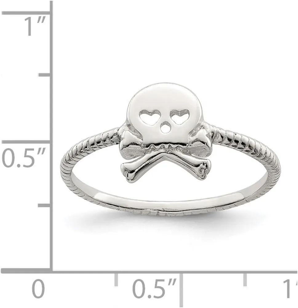 JewelryWeb 925 Sterling Silver Solid Polished and Textured Skull And Religious Faith Crossbones Ring Band Style-Ring for Women