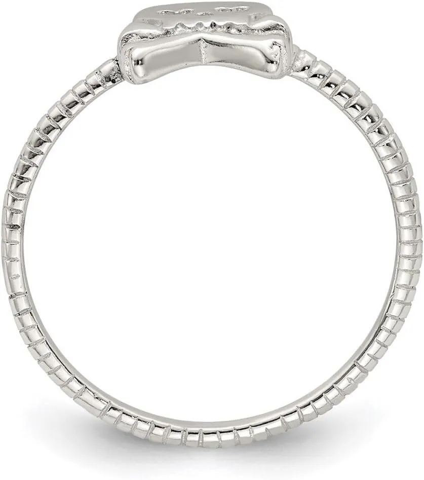JewelryWeb 925 Sterling Silver Solid Polished and Textured Skull And Religious Faith Crossbones Ring Band Style-Ring for Women