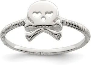 JewelryWeb 925 Sterling Silver Solid Polished and Textured Skull And Religious Faith Crossbones Ring Band Style-Ring for Women