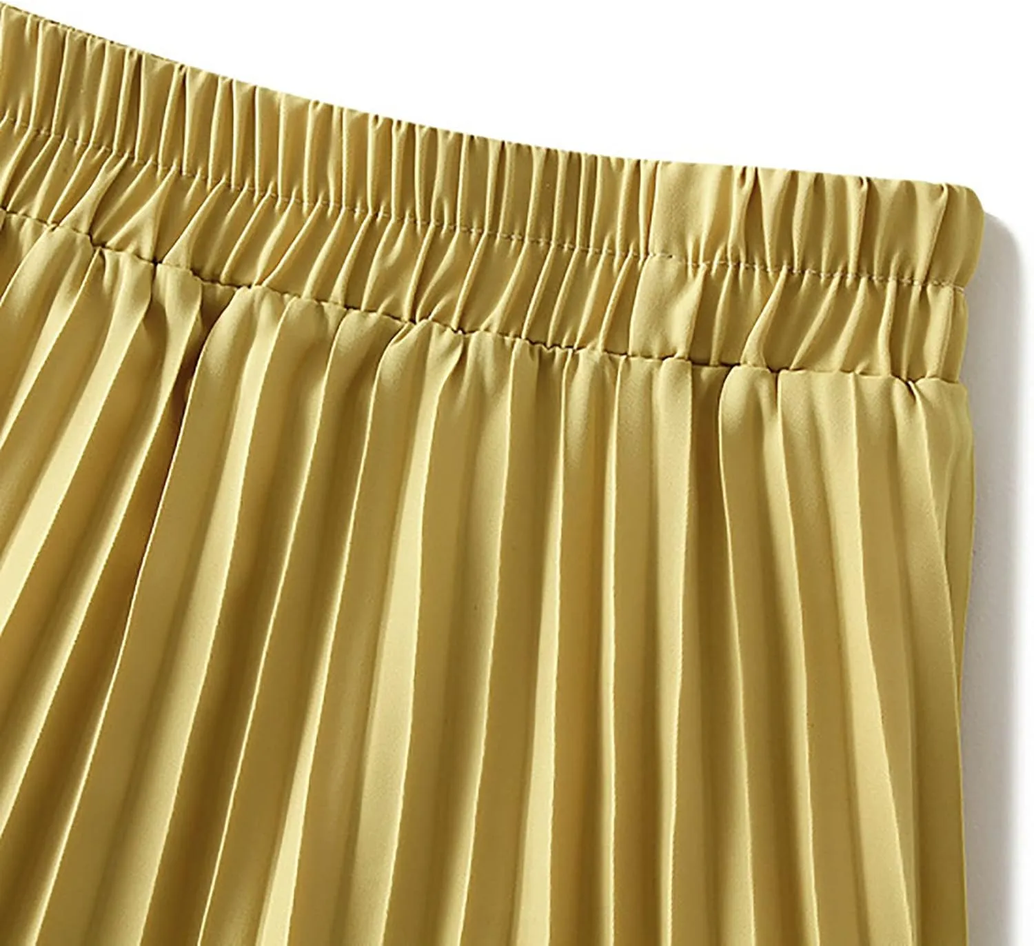 JOAU Women High Elastic Waist Pleated Midi Skirt Fashion Double Layered Solid Color Swing A-line Skirts for Evening Prom