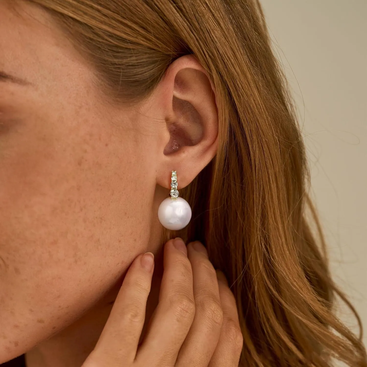 JSJOY Pearl Earrings for Women Stud Earrings 14k Gold Hoop Earrings Dangle Fall Earrings Jewelry for Women Bride Small Wedding Gifts Christmas Stocking Stuffers