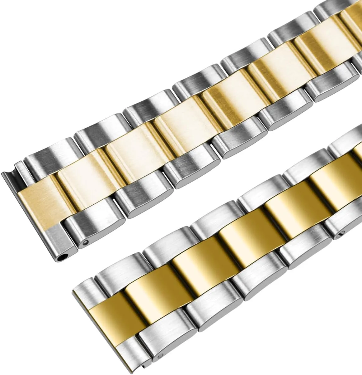 Juntan Stainless Steel Watch Bands 20mm 22mm Tapered Metal Watch Band Strap Solid Screw in Silver and Black Bracelet with Classic Diving Buckle for Men Women
