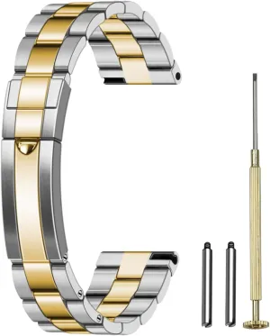 Juntan Stainless Steel Watch Bands 20mm 22mm Tapered Metal Watch Band Strap Solid Screw in Silver and Black Bracelet with Classic Diving Buckle for Men Women