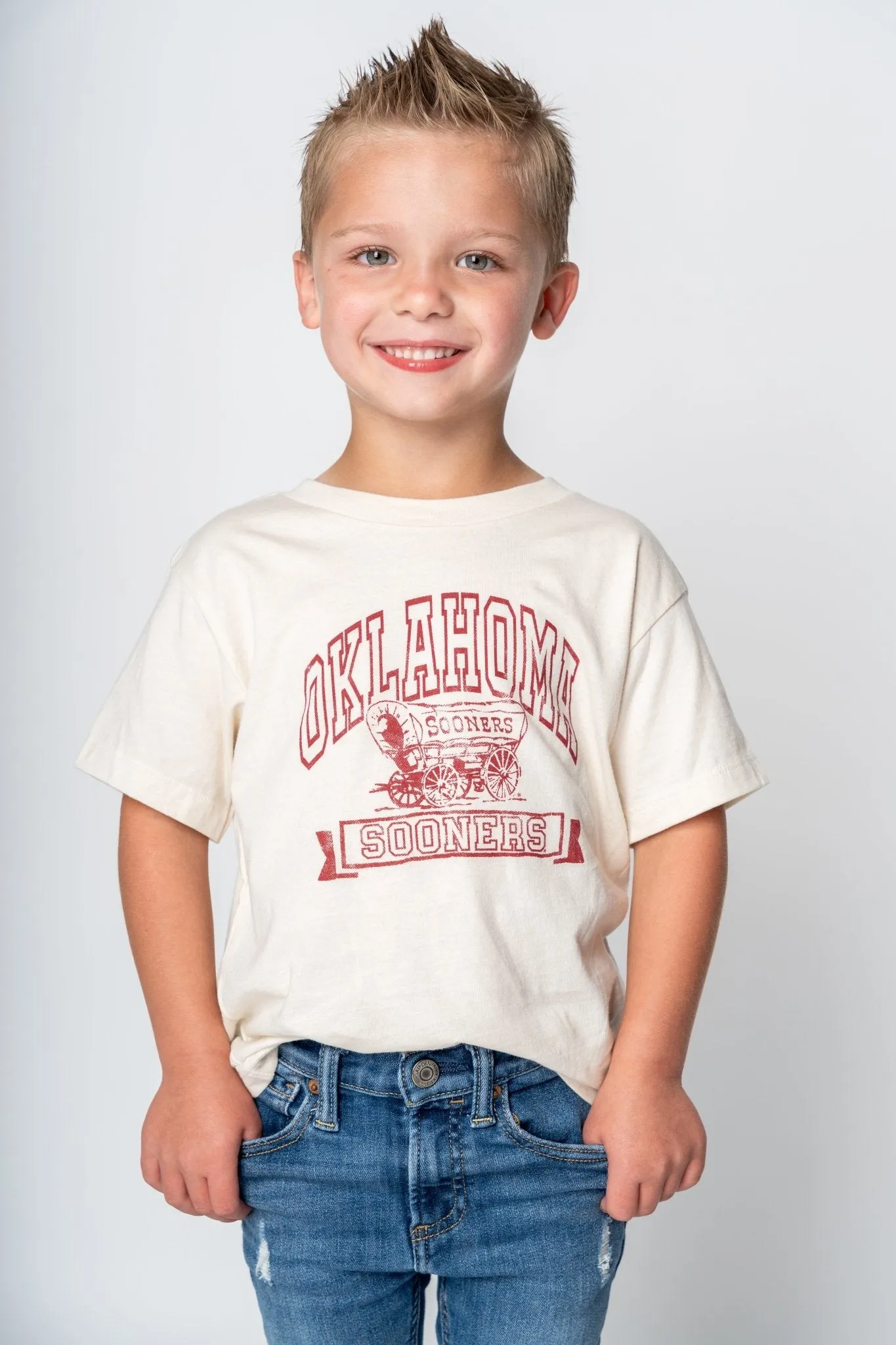 Kids OU arch schooner t-shirt natural
