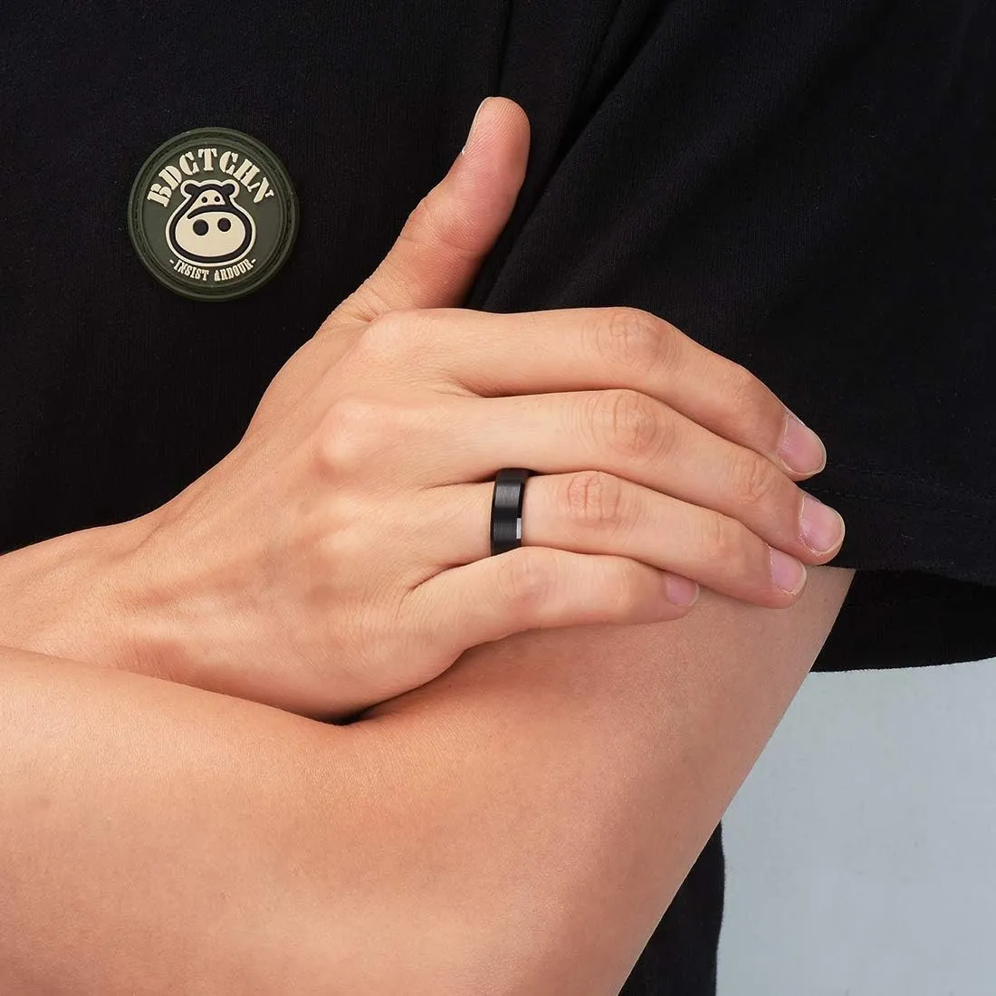 King Will Stainless Steel Wedding Ring for Men Women, Black/Silver Wdding Band Plated Matte Finish&Polished Beveled Edge with Laser I Love You, 2mm-8mm Wedding Ring Band Comfort Fit Size 4-15