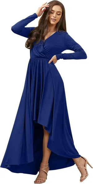 KOH KOH Womens Sleeve Wrap Slit Formal Fall Winter Cocktail Gown