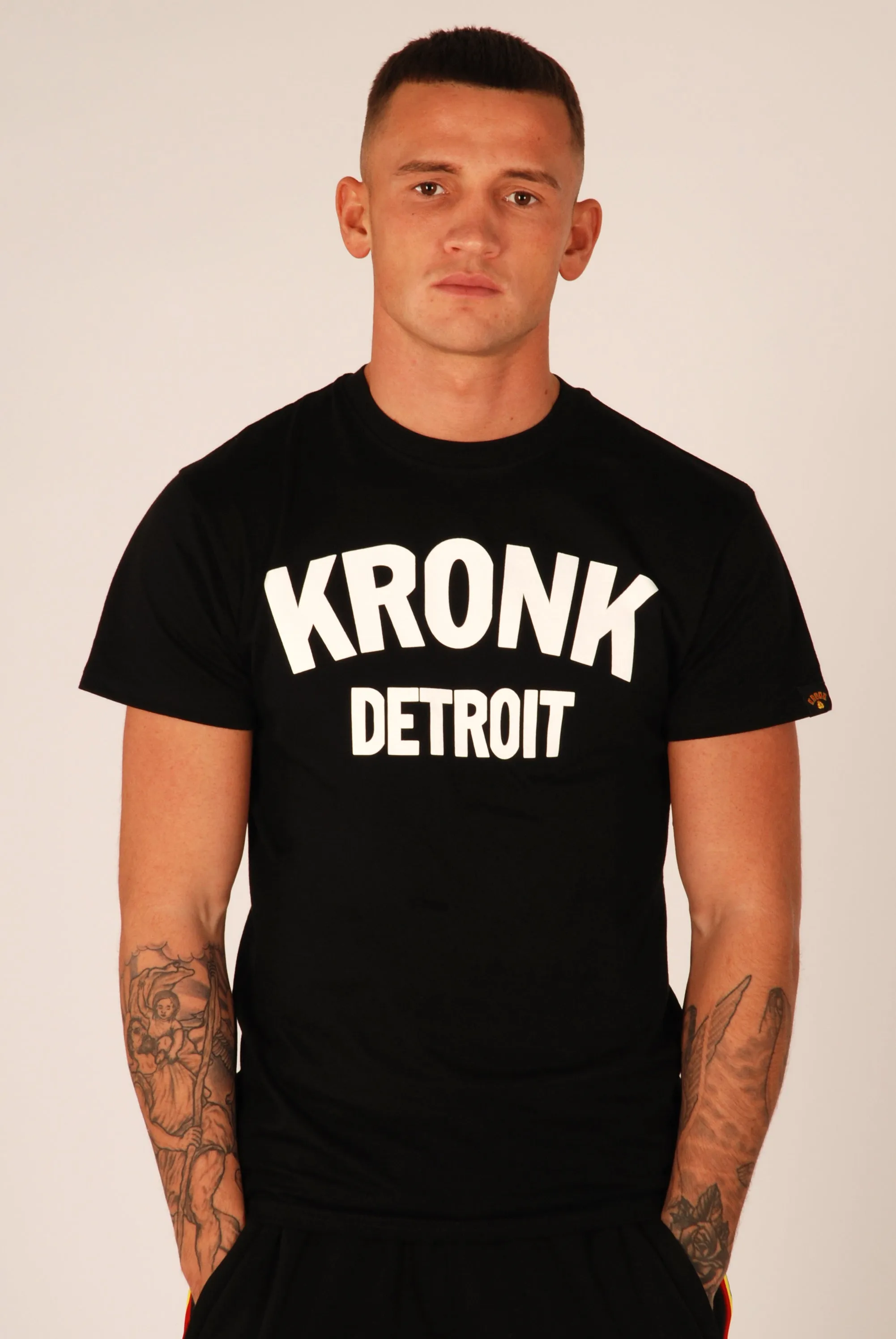 KRONK Detroit Regular Fit T Shirt Black with white logo